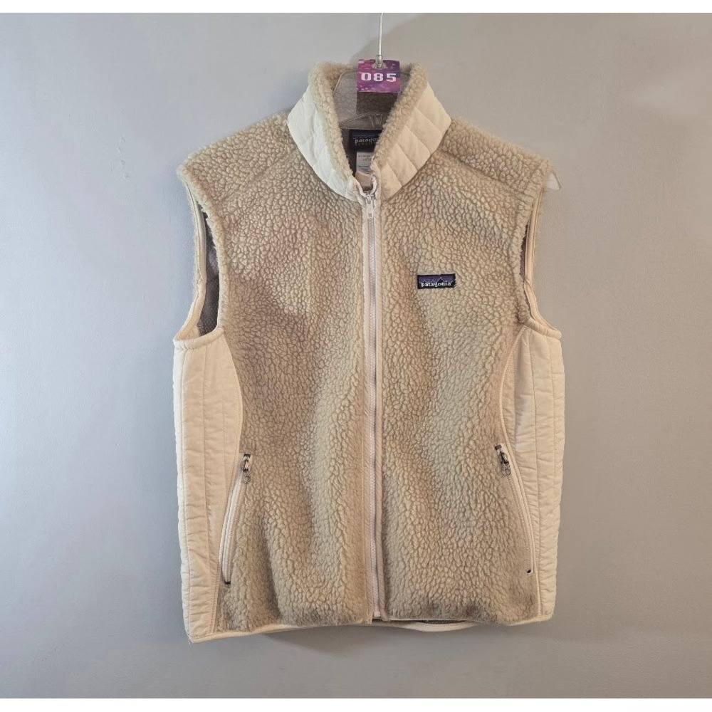 Patagonia Womens Retro-X Fleece Vest Cream Synchilla Zip Outdoor Crunchy Size L